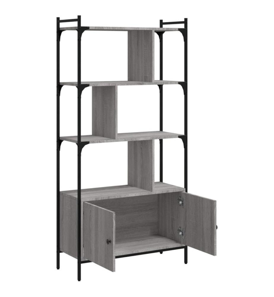 Bücherregal mit Türen Grau Sonoma 76,5x30x154,5cm Holzwerkstoff