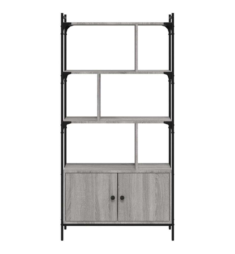Bücherregal mit Türen Grau Sonoma 76,5x30x154,5cm Holzwerkstoff