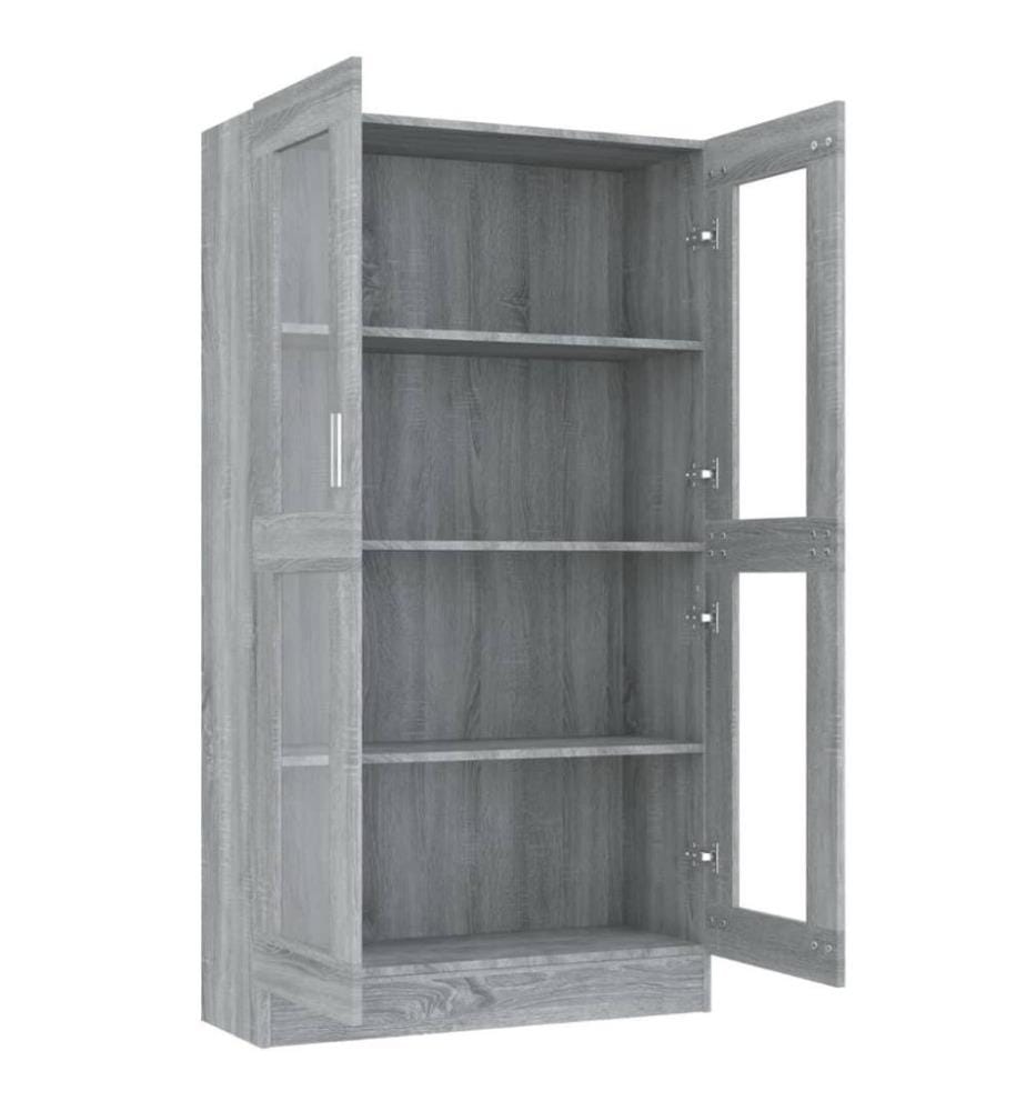 Vitrinenschrank Grau Sonoma 82,5x30,5x150 cm Holzwerkstoff
