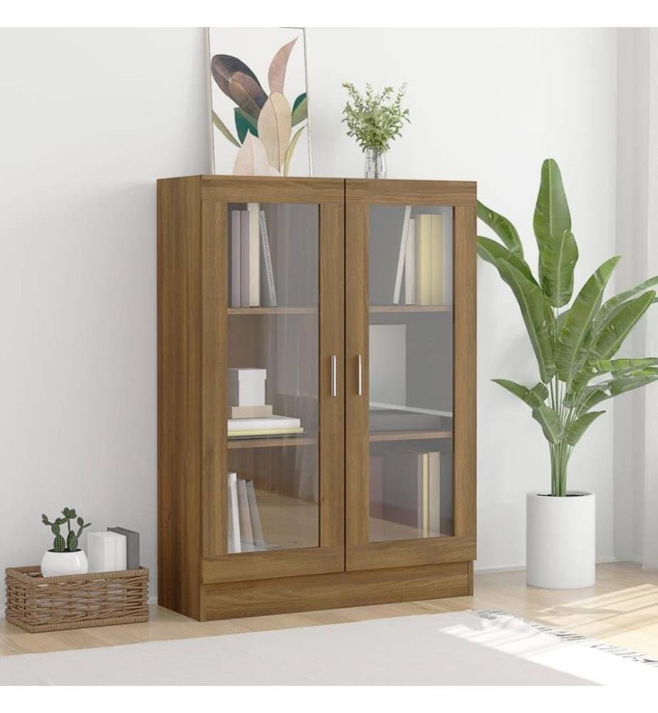 Vitrinenschrank Braun Eiche-Optik 82,5x30,5x115cm Holzwerkstoff