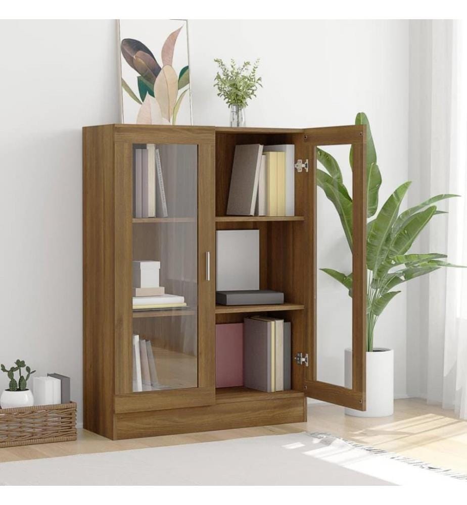 Vitrinenschrank Braun Eiche-Optik 82,5x30,5x115cm Holzwerkstoff