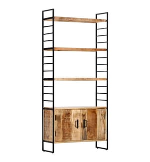 Bücherregal 4 Ebenen 80x30x180 cm Raues Mangoholz
