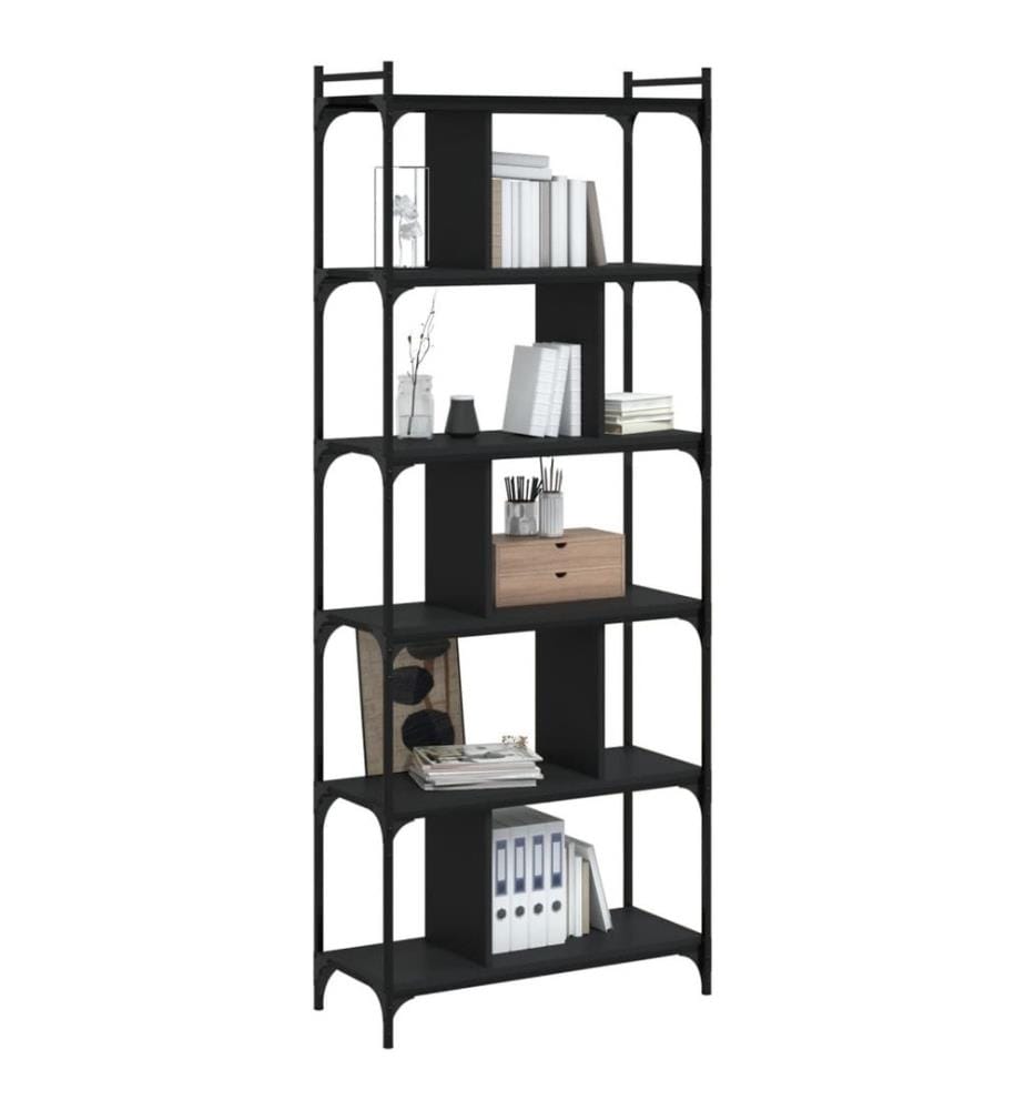 Bücherregal 6 Böden Schwarz 76x32x192 cm Holzwerkstoff