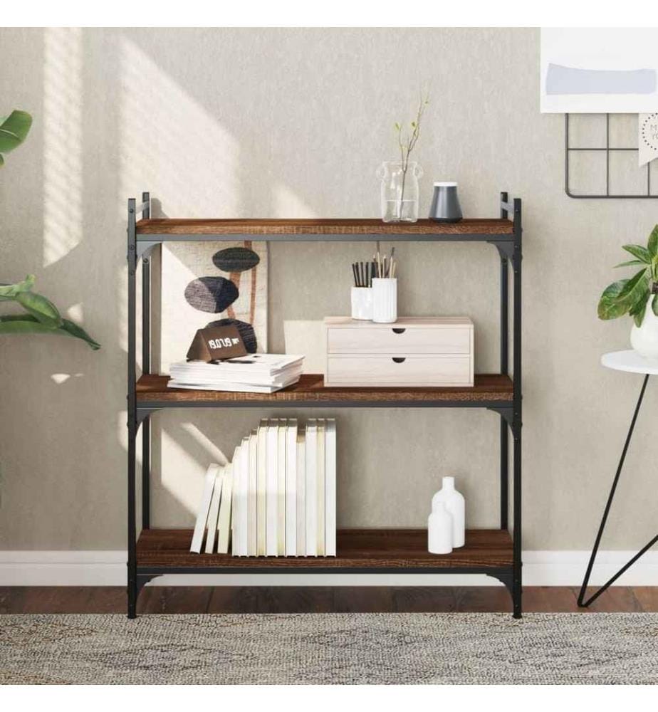 Bücherregal 3 Böden Braun Eichen-Optik 80x30x86cm Holzwerkstoff