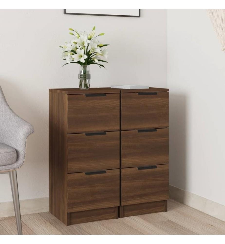 Sideboards 2 Stk. Braun Eichen-Optik 30x30x70 cm Holzwerkstoff