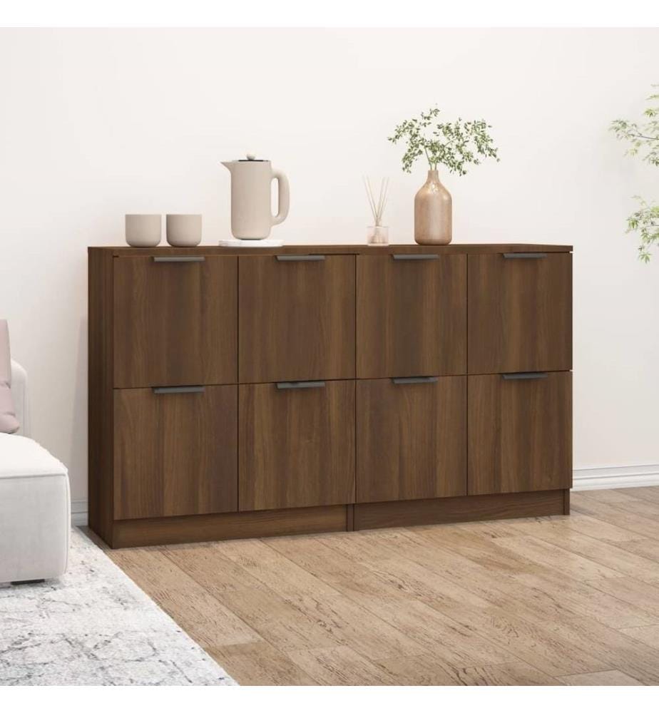 Sideboards 2 Stk. Braun Eichen-Optik 60x30x70 cm Holzwerkstoff