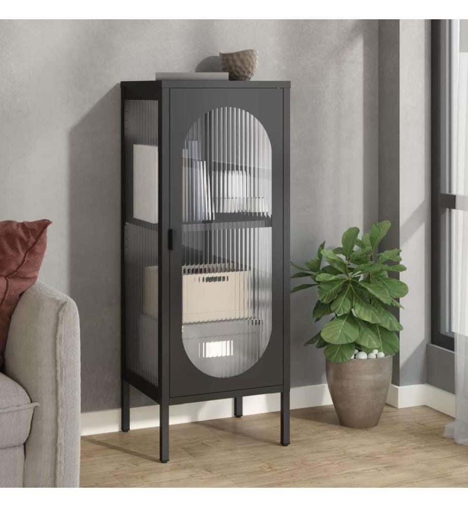 Sideboard Schwarz 40x35x105 cm Glas und Stahl