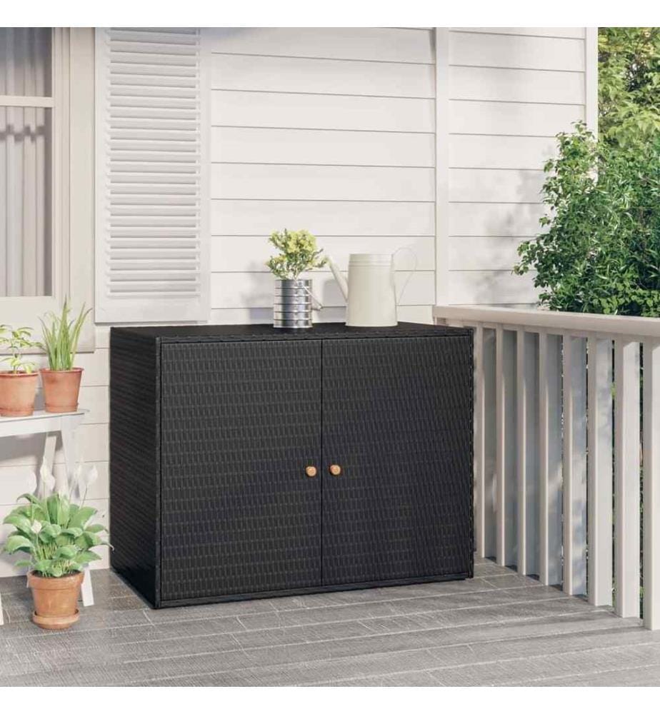 Gartenschrank Schwarz 100x55,5x80 cm Poly Rattan