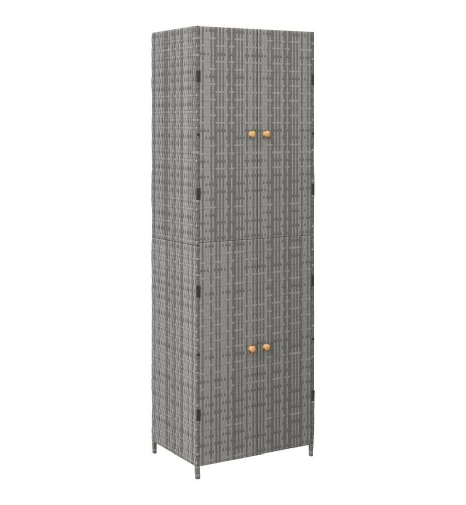 Gartenschrank Grau 59x40x180 cm Poly Rattan