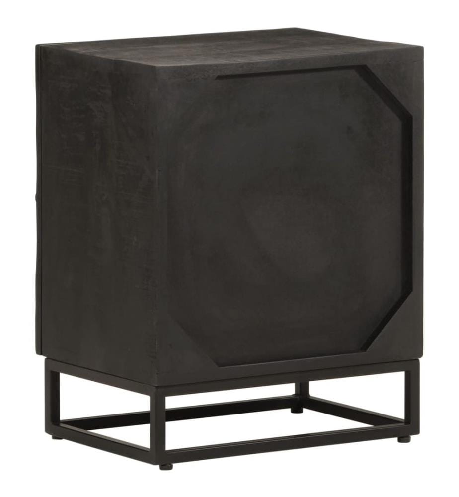 Nachttisch Schwarz 40x30x50 cm Massivholz Mango und Eisen