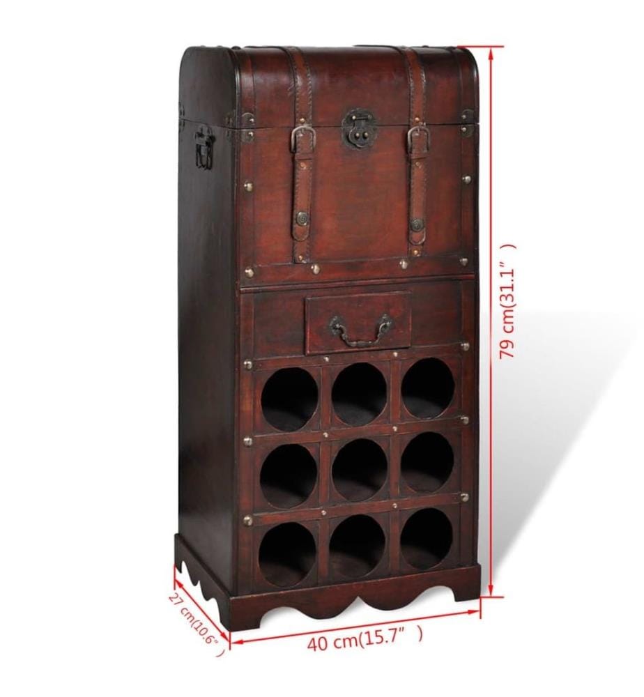 Holz-Flaschenregal für 9 Flaschen mit Aufbewahrungstruhe