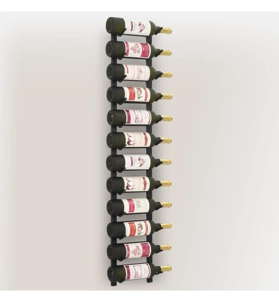 Wand-Weinregal für 12 Flaschen Schwarz Eisen