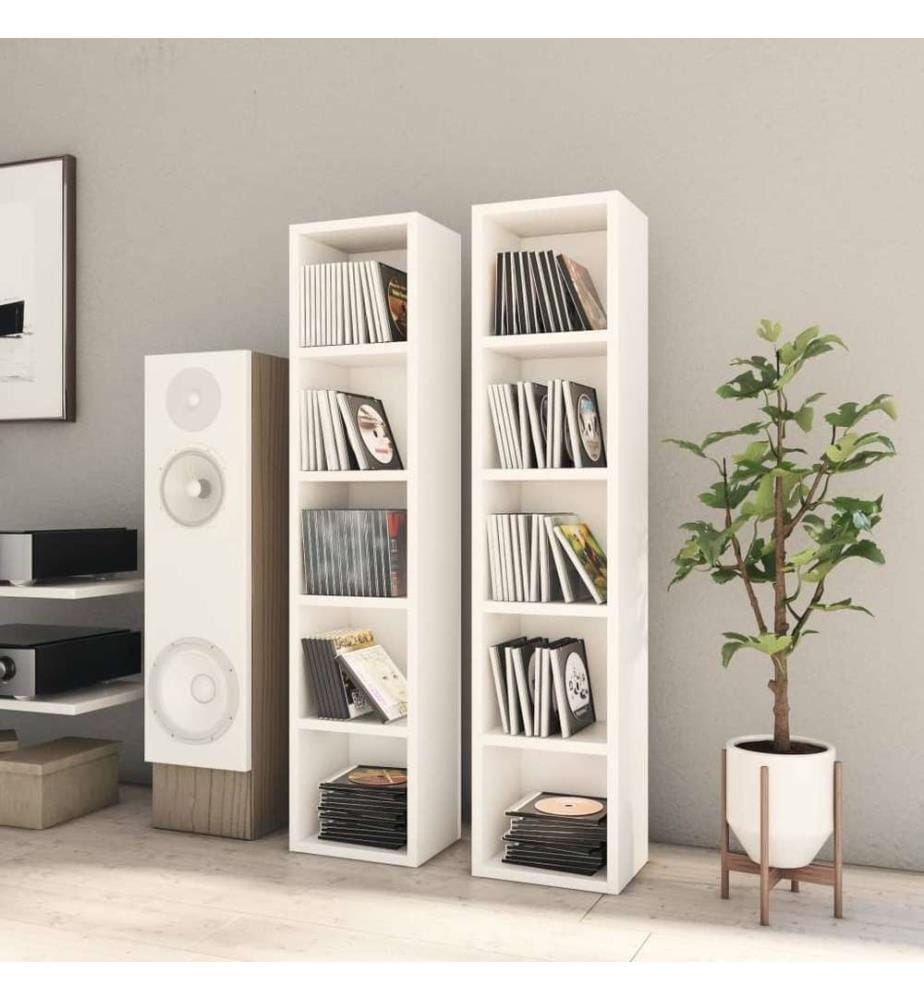 Armoires à CD 2 pcs Blanc 21x16x93,5 cm Aggloméré