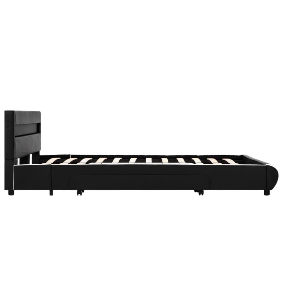 Bettgestell mit LED Schwarz Kunstleder 140×200 cm