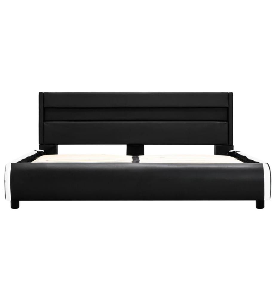 Bettgestell mit LED Schwarz Kunstleder 140×200 cm