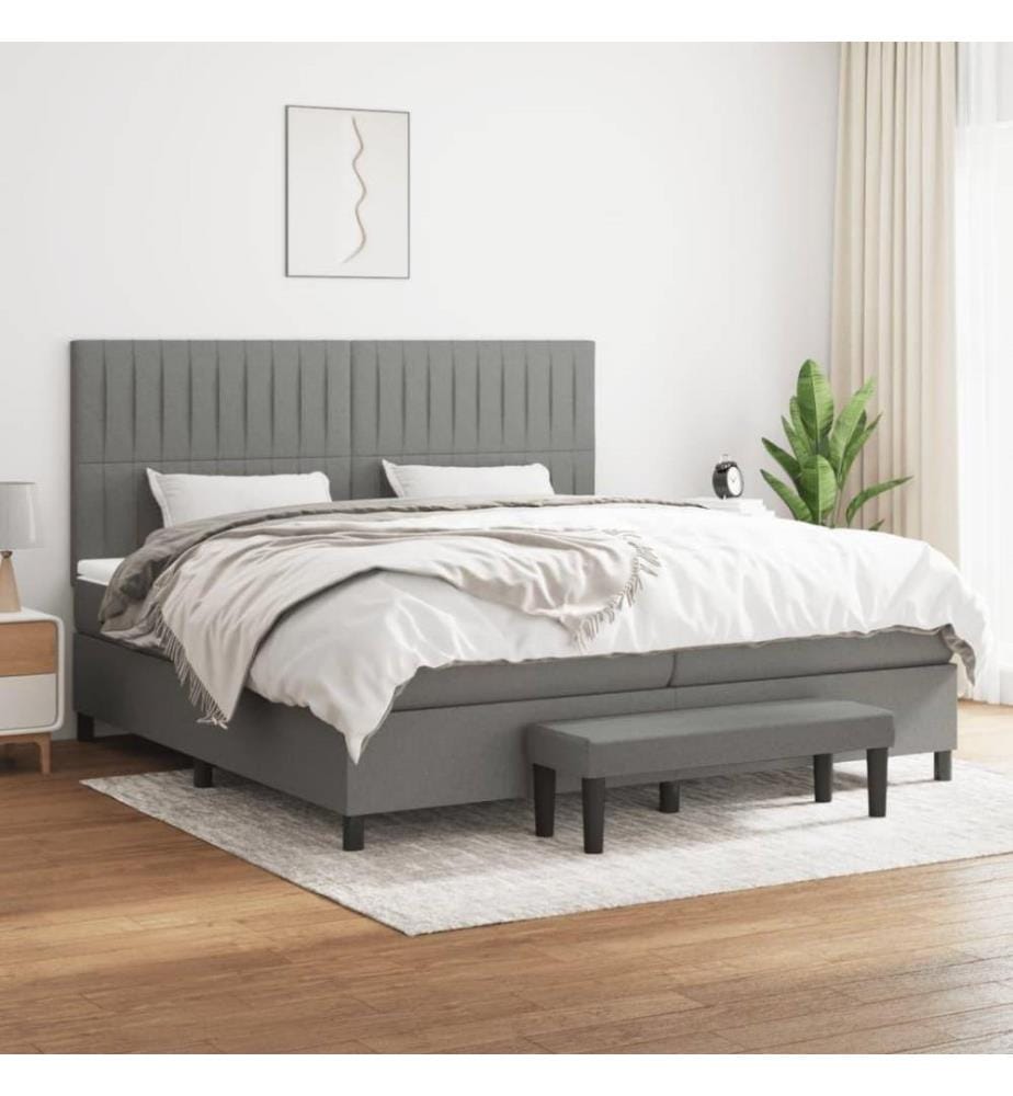 Boxspringbett mit Matratze Dunkelgrau 200x200 cm Stoff