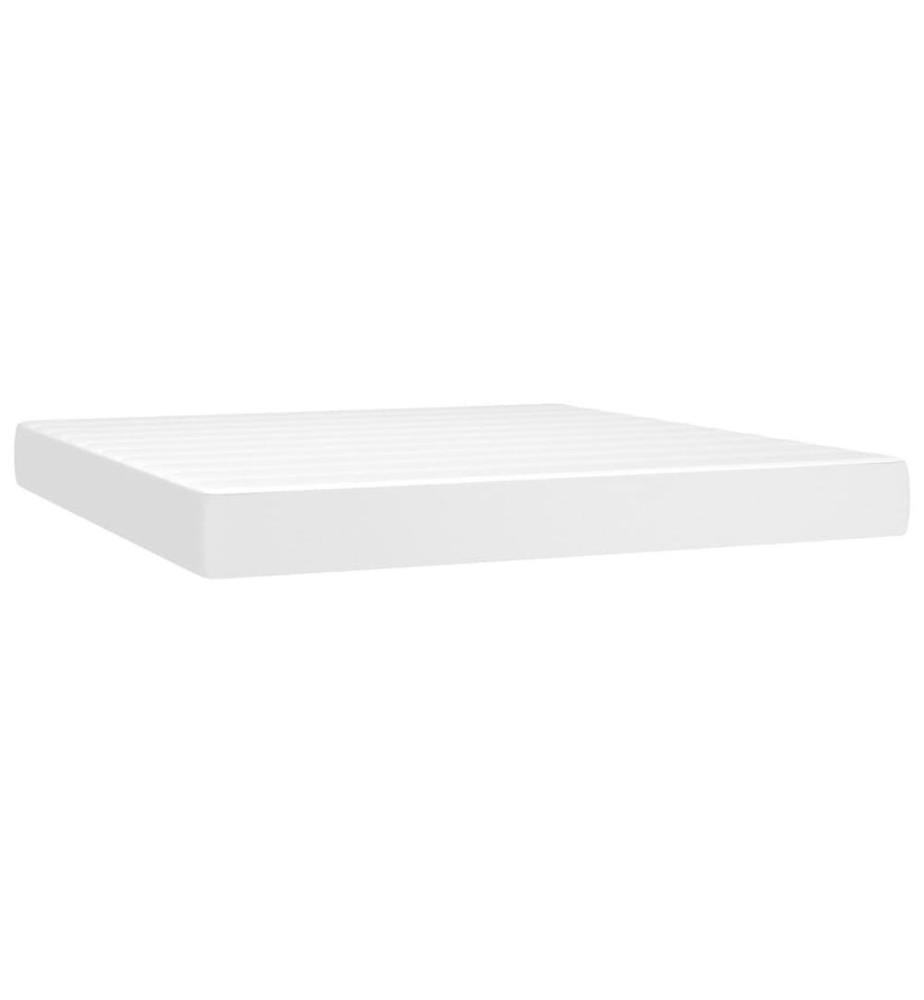Boxspringbett mit Matratze Weiss 160x200 cm Kunstleder