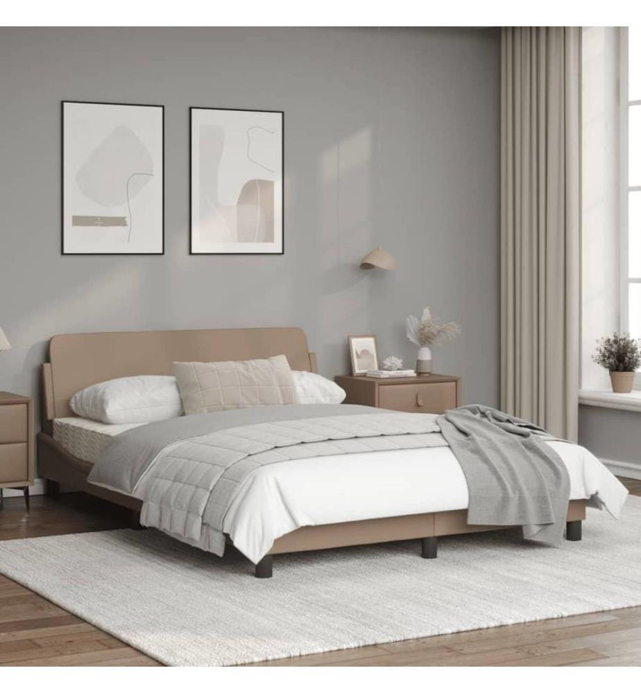Bettgestell mit Kopfteil Cappuccino-Braun 140x200 cm Kunstleder