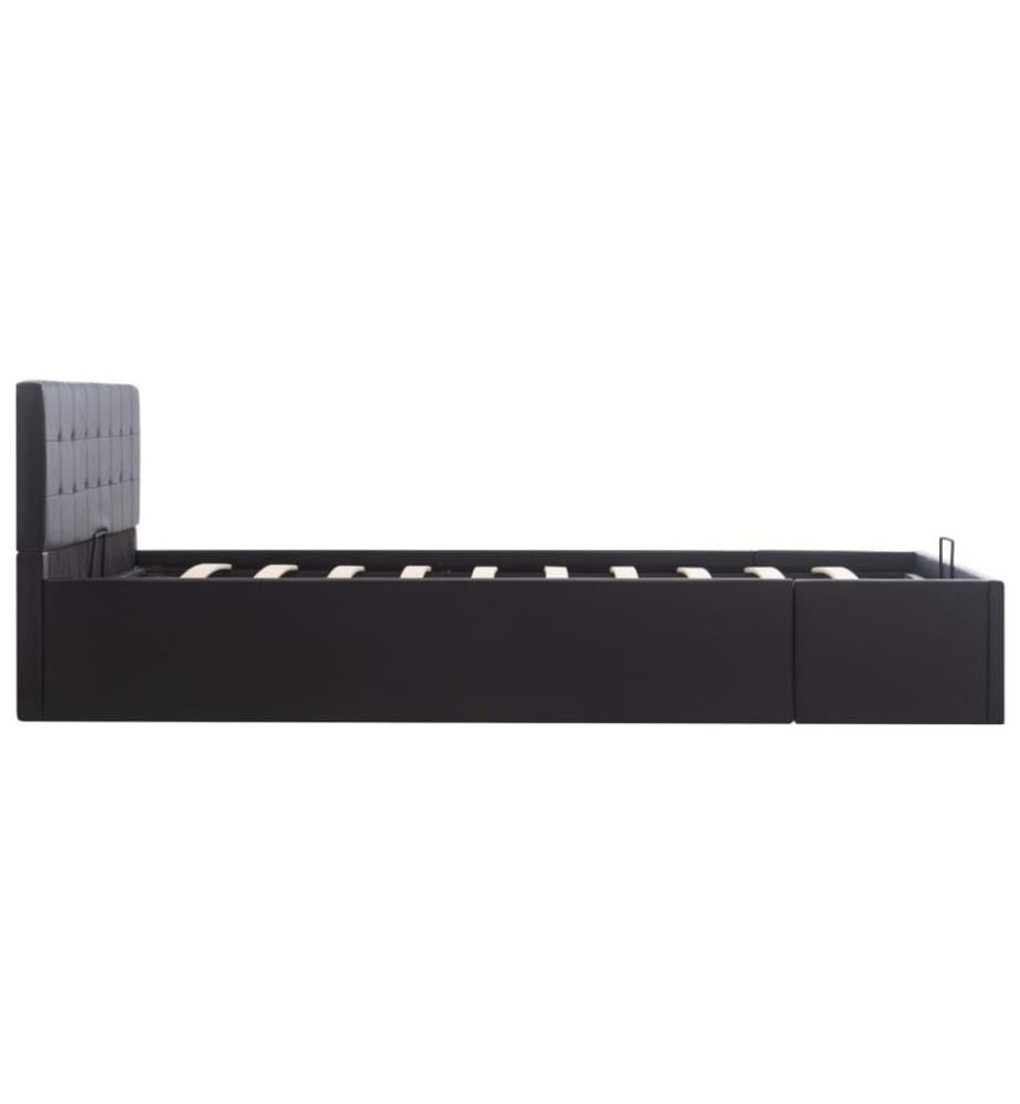 Stauraumbett Hydraulisch Schwarz Kunstleder 140×200 cm