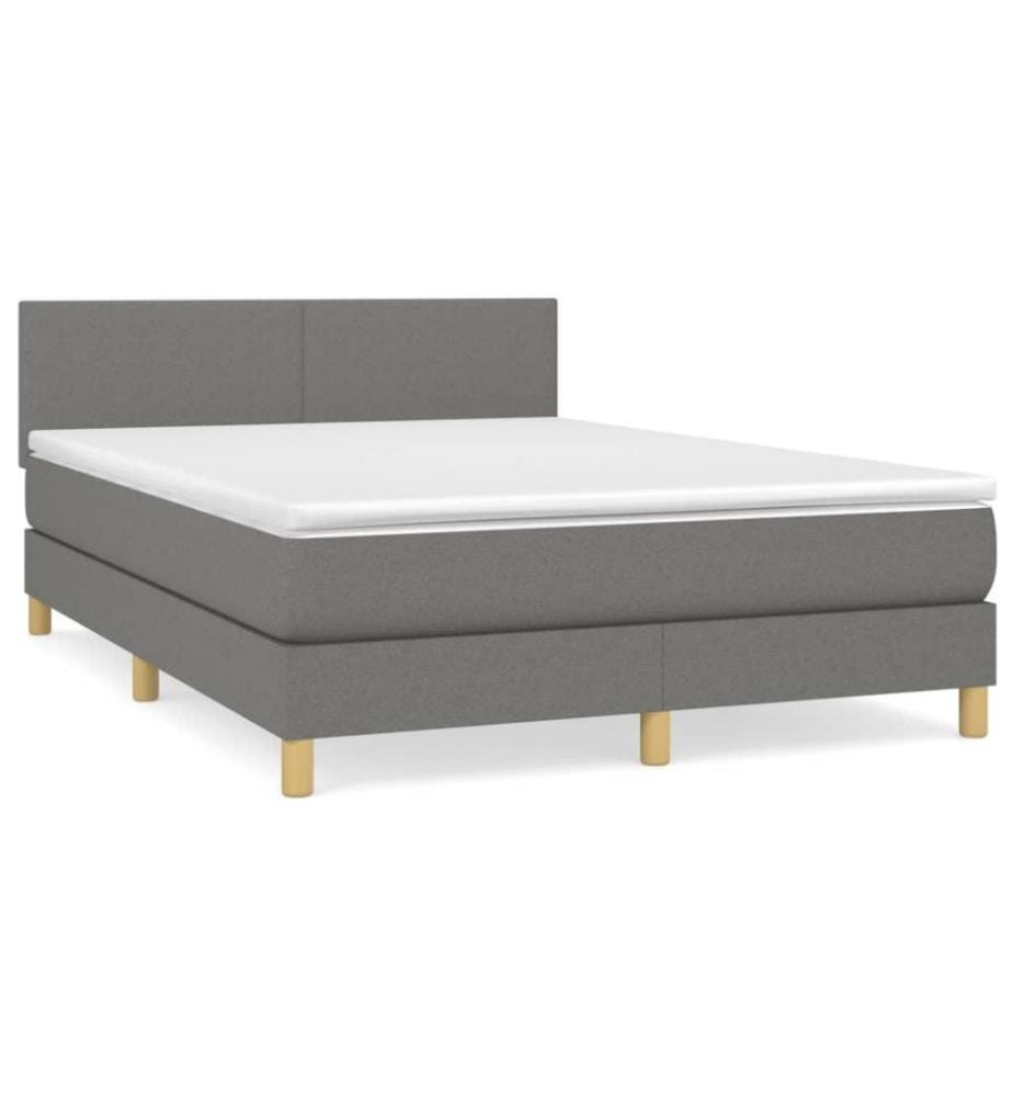 Boxspringbett mit Matratze Dunkelgrau 140x200 cm Stoff