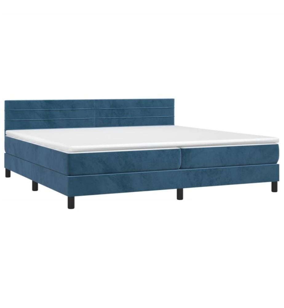 Boxspringbett mit Matratze Dunkelblau 200x200 cm Samt