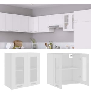 Hängeglasschrank Weiss 60x31x60 cm Holzwerkstoff