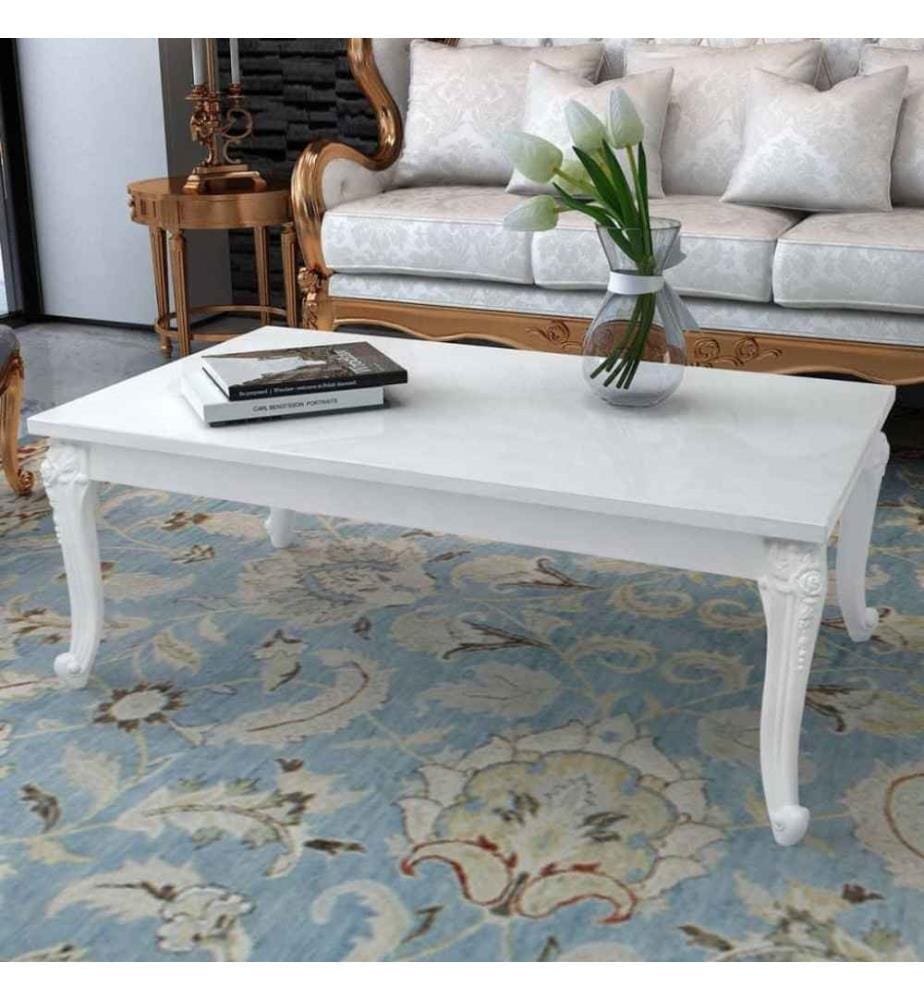 Table basse 115x65x42 cm Blanc brillant