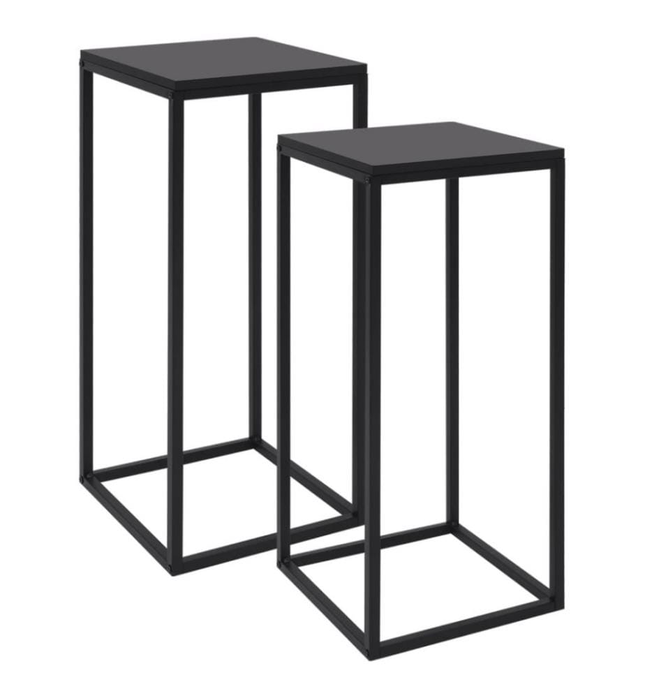 Tables d'appoint 2 pcs Noir Acier