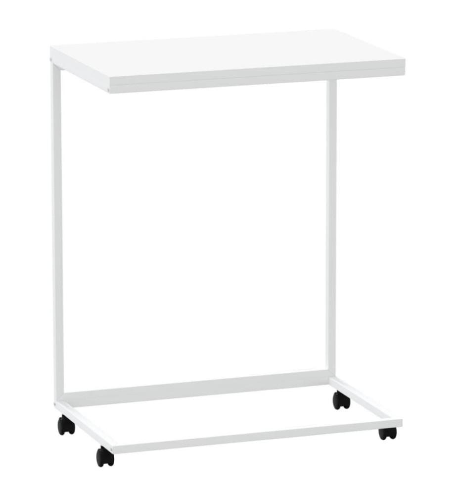 Table d'appoint avec roues Blanc 55x35x70 cm Bois d'ingénierie