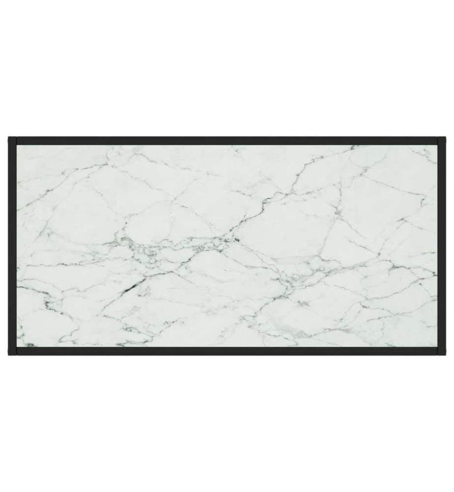 Table basse Noir avec verre marbre blanc 100x50x35 cm