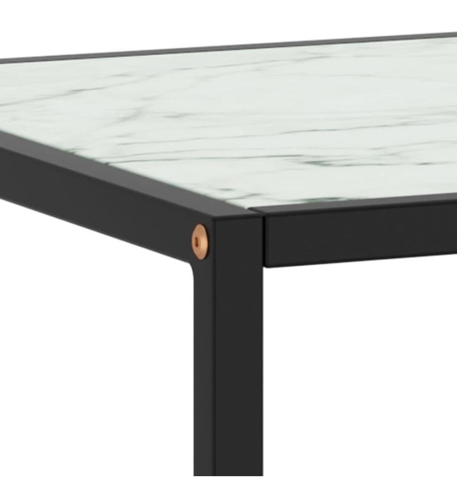 Table basse Noir avec verre marbre blanc 100x50x35 cm
