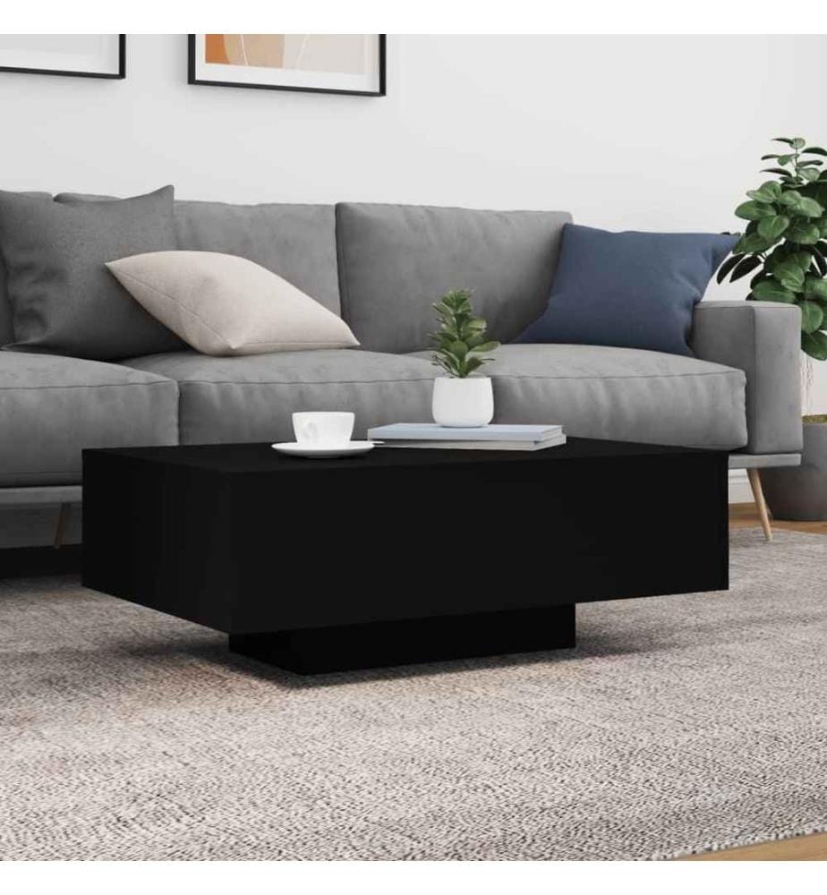 Couchtisch mit LED-Leuchten Schwarz 85x55x31 cm