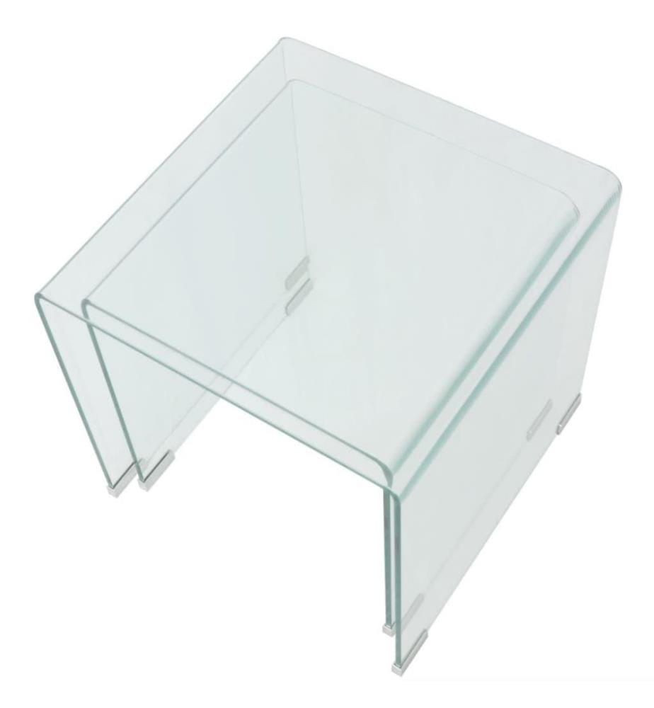 Ensemble de tables gigognes 2 Pièces Verre trempé Transparent