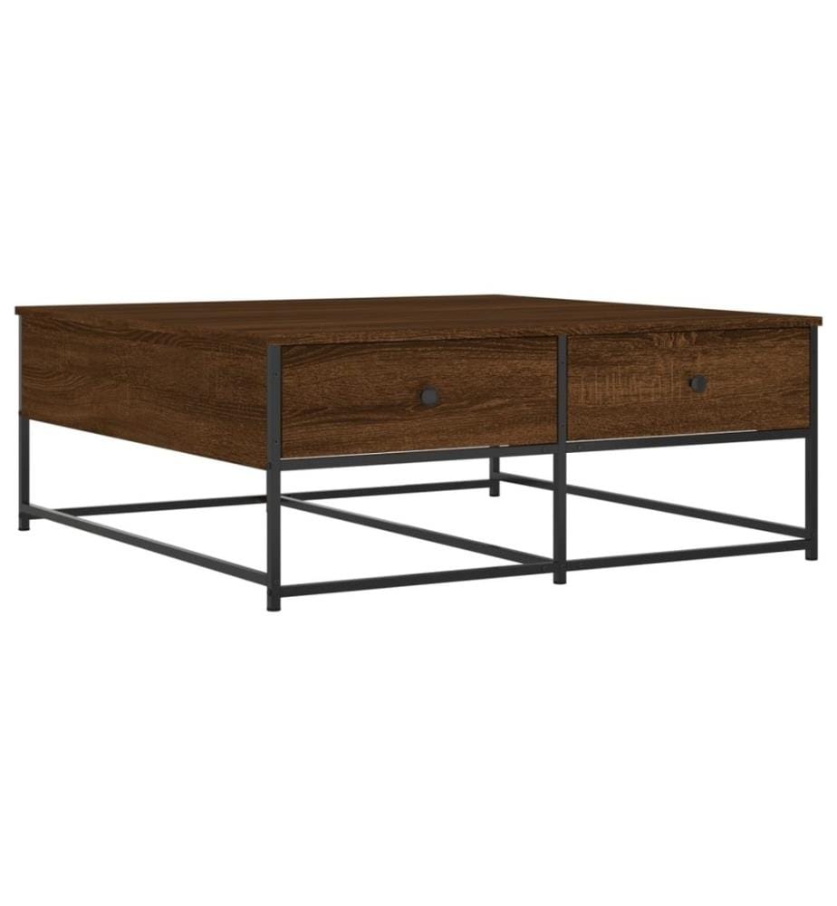 Table basse chêne marron 100x99x40 cm bois d'ingénierie