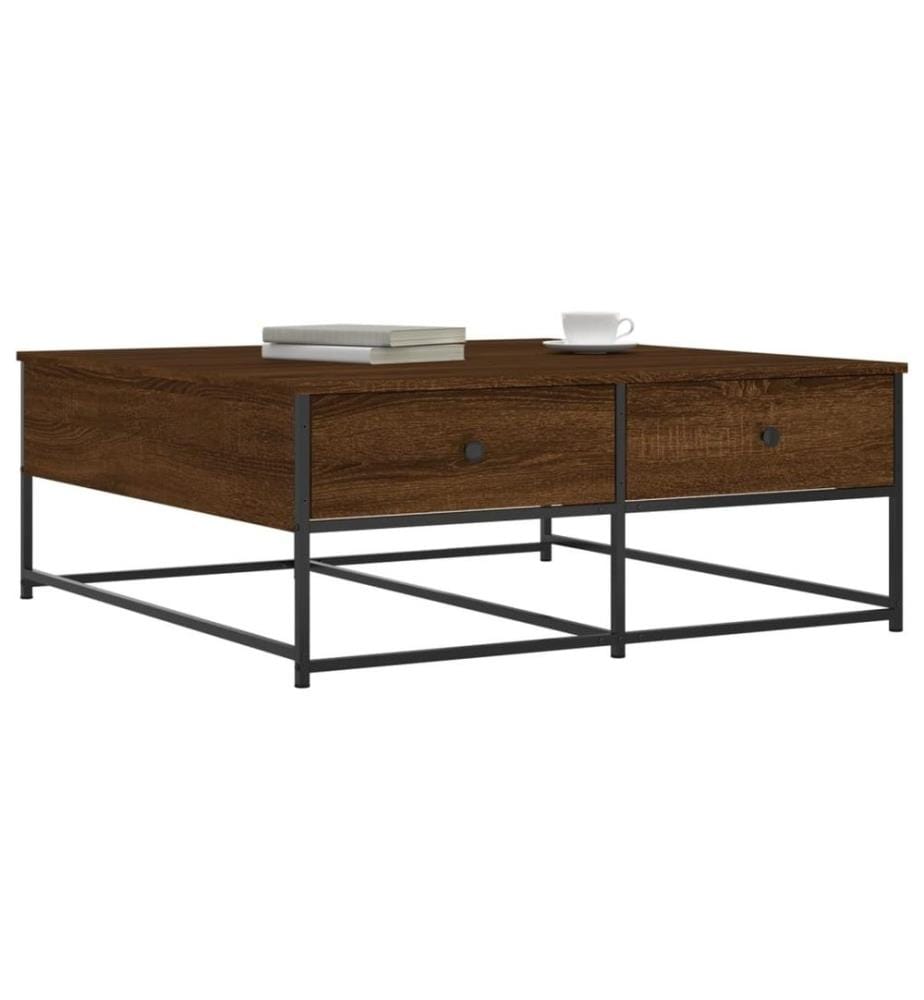 Table basse chêne marron 100x99x40 cm bois d'ingénierie