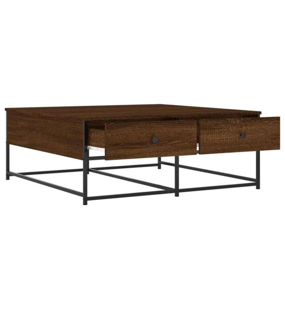 Table basse chêne marron 100x99x40 cm bois d'ingénierie