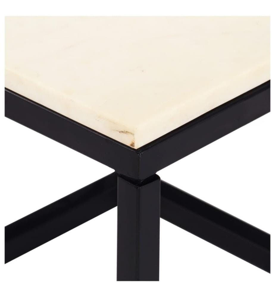 Table basse Blanc 40x40x35 cm Pierre véritable texture marbre