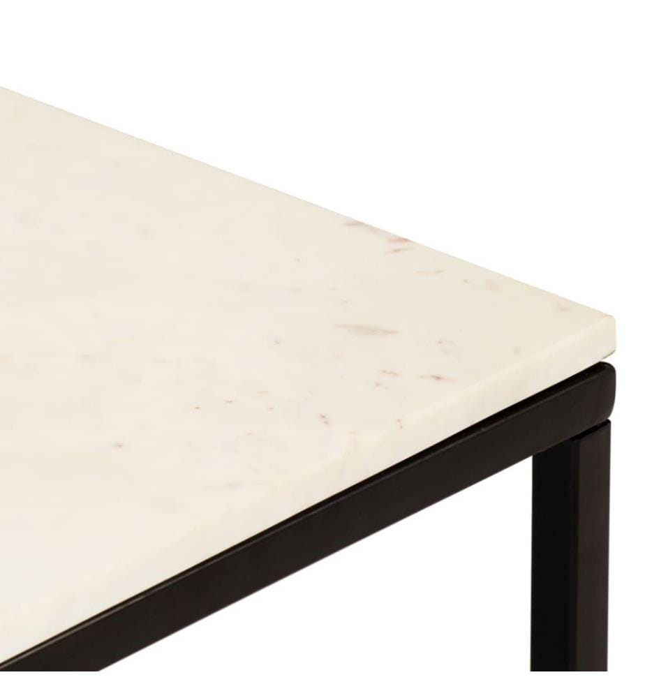 Table basse Blanc 40x40x35 cm Pierre véritable texture marbre