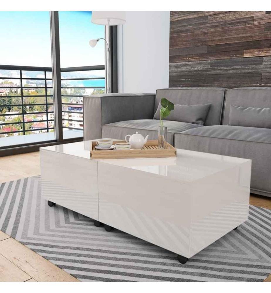 Table basse Blanc brillant 120 x 60 x 35 cm