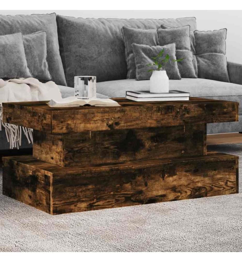 Couchtisch mit LED-Leuchten Räuchereiche 90x50x40 cm