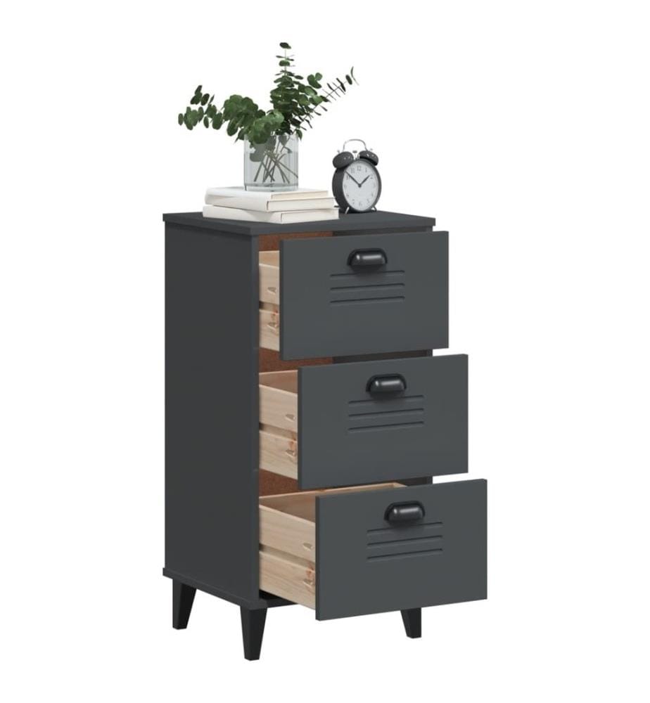 Table de chevet VIKEN gris anthracite bois de pin solide