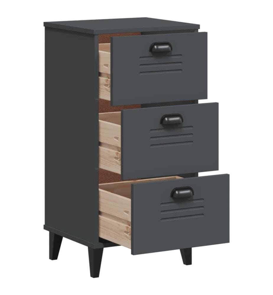 Table de chevet VIKEN gris anthracite bois de pin solide