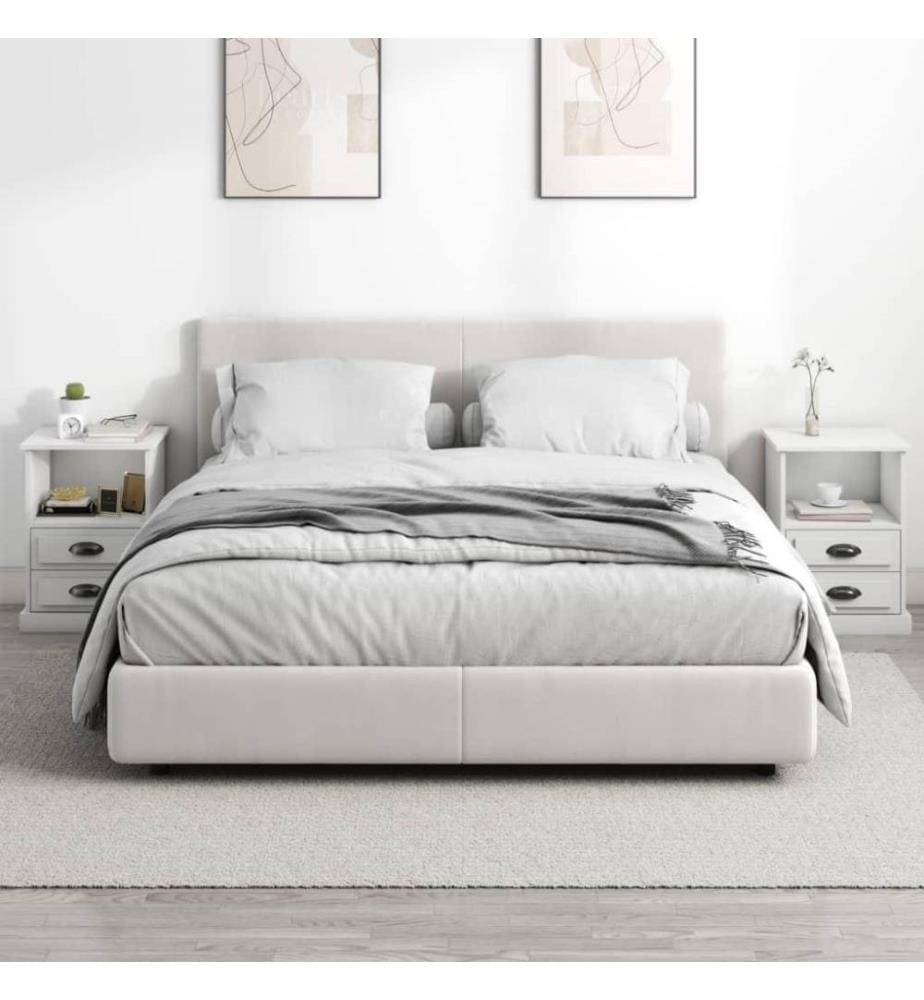 Nachttische 2 Stk. Weiss 43x36x60 cm