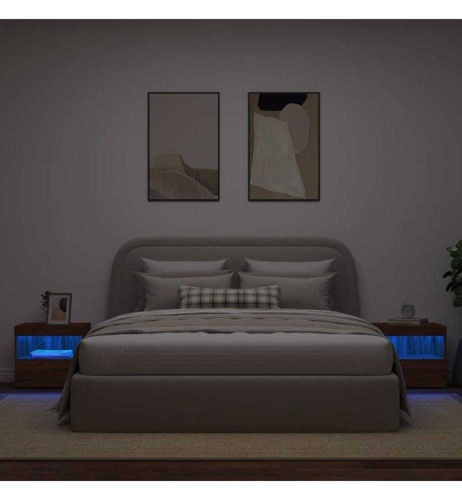 Nachttische mit LED-Leuchten 2 Stk. Braun Eiche 50x40x45 cm
