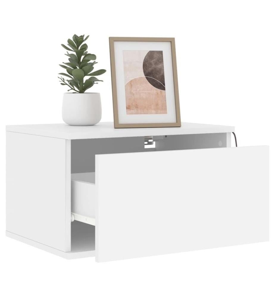 Wand-Nachttische mit LED-Leuchten 2 Stk. Weiss