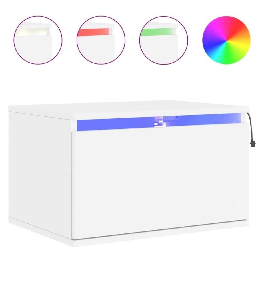 Wand-Nachttische mit LED-Leuchten 2 Stk. Weiss