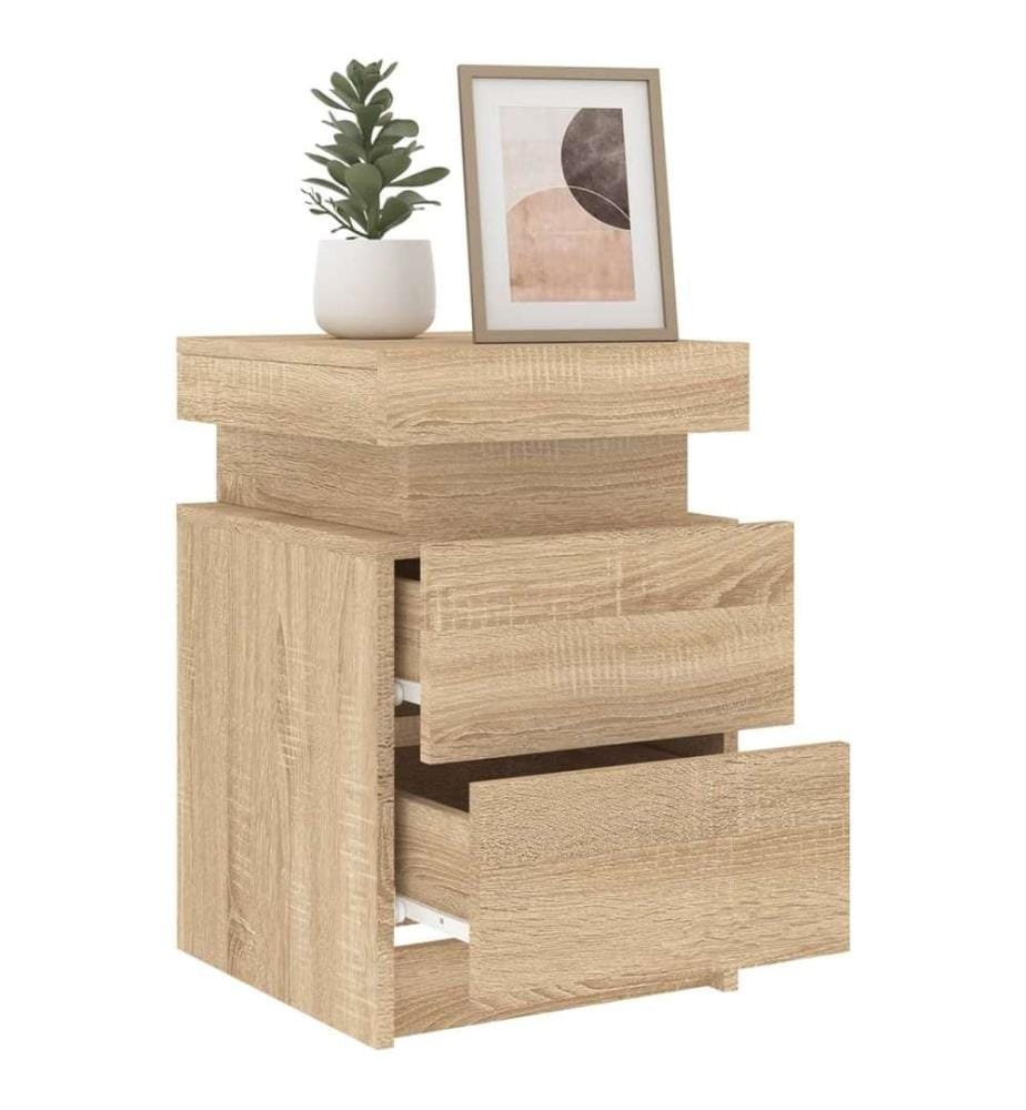 Nachttische mit LED-Leuchten 2 Stk. Sonoma Eiche 35x39x55 cm