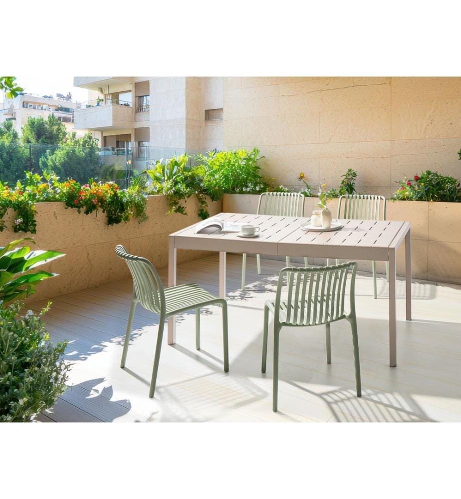 Table de salle à manger de jardin BARTICA 154 cm 84 cm Beige