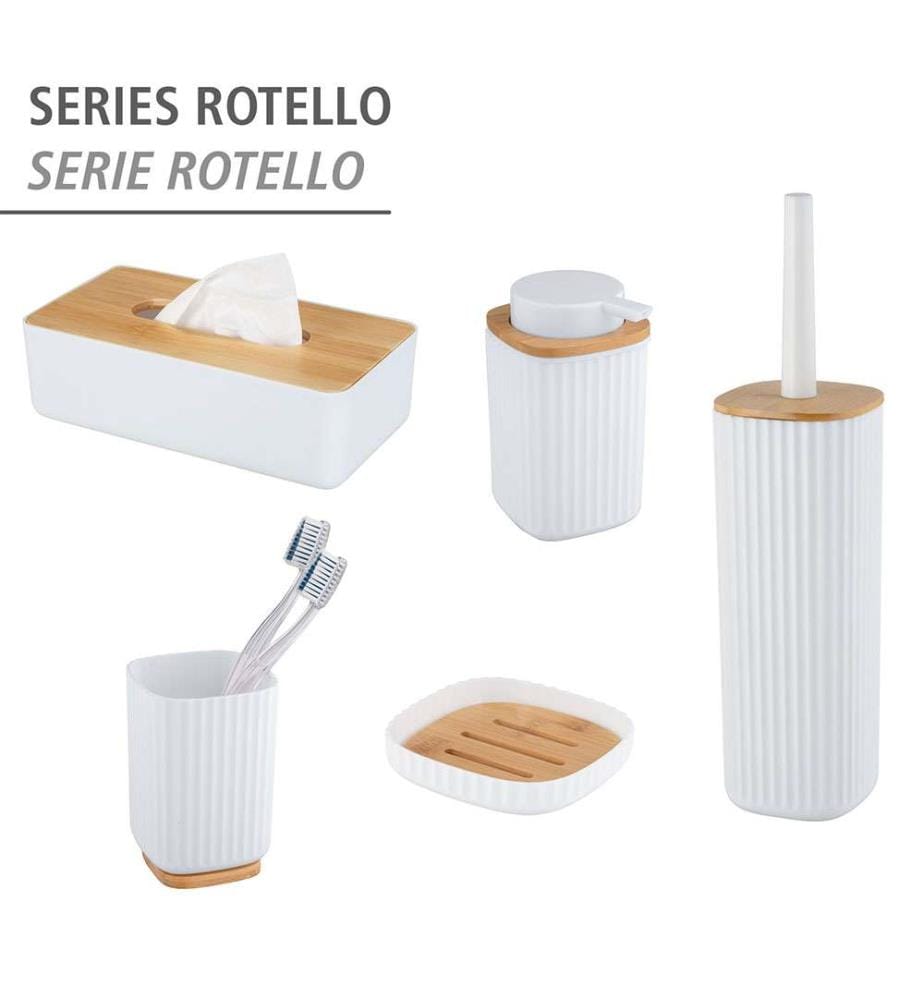 Portaspazzolino Rotello, bianco, base in bambù