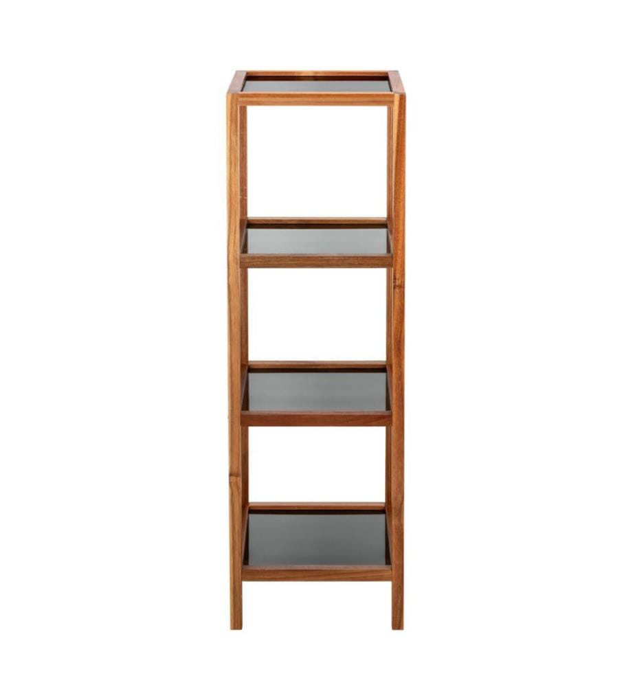 Bathroom & living room shelf Fondi, 4 shelves made of acacia wood - brown and black
